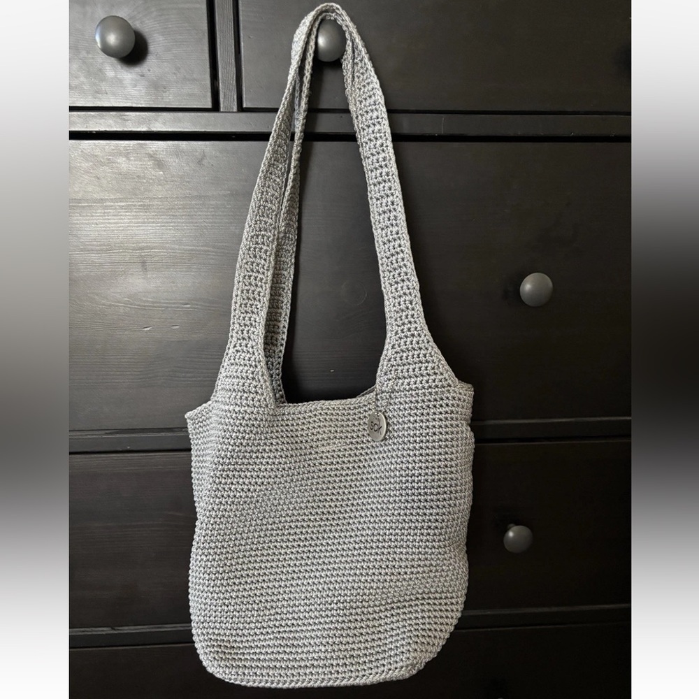 The Sak Light Gray Knit Tote Bag